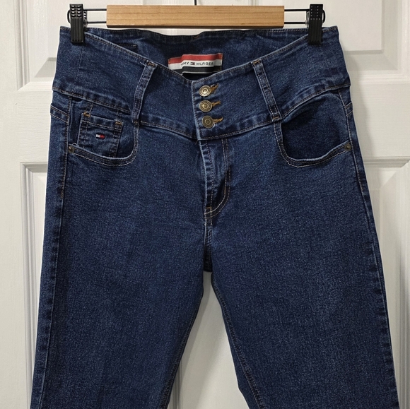 Vintage Tommy Hilfiger Y2K High Waist Button Fly Jeans Dark Wash | Waist 29” - Picture 3 of 7
